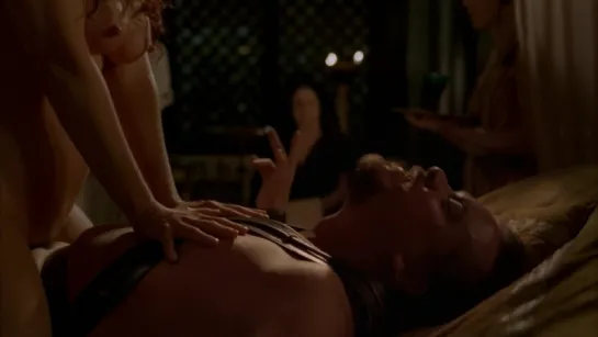 Polly Walker - Rome (sex scene, сцена секса, эротика, постельная сцена, раком, трах, кончил, порно, минет)