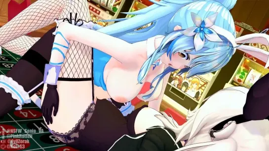 18+ [HV]💙Hentai Botan x Lamy at the Casino [Futa x Female]💜