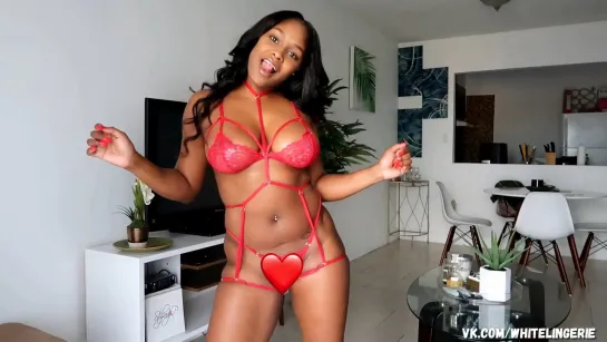 StylingP - Red Lingerie Try black girl hot body sexy big ass Onlyfans Patreon секси эротическое белье ebony негритянка черная