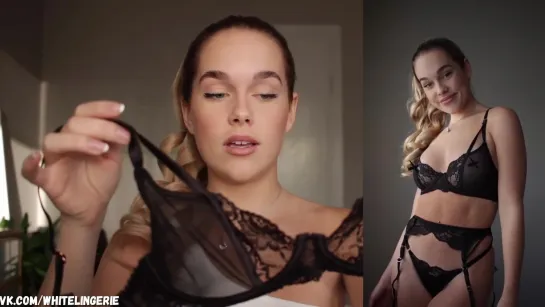 Estelle Berglin (Swealife) - Black Lingerie G-String Garter Belt Thong Patreon Onlyfans try on glamorous top body sexy белье