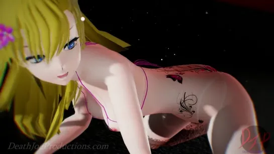 MMD R18 4k Blonde Misaka Aylin with a Pink Bikini - Dub Zap