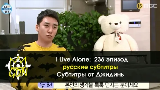 [FanSub GDn Ent] I Live Alone, эпизод 236 c Сынри из BIGBANG (рус. суб.) cut