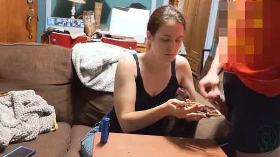 Eating a brownie with cum