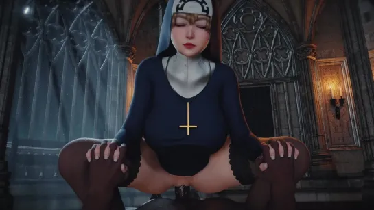 Rule 34 - 1boy 1girls 3d 4k animated big breasts big penis blonde hair bouquetman church clothing crucifix cum cum in pussy