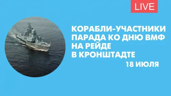 Корабли-участники парада ко Дню ВМФ на рейде в Кронштадте. Онлайн-трансляция