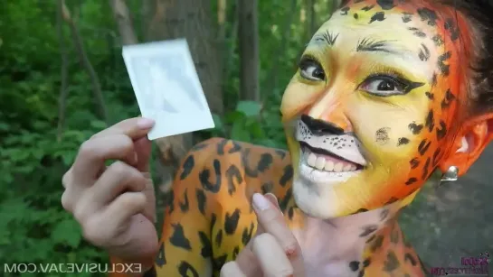 Леопардовый боди-арт за кулисами Aiko Moe - Backstage Bodyart Leopard Бэкстэйдж Анал Русская Азиатка Russian Asian Anal Pussy