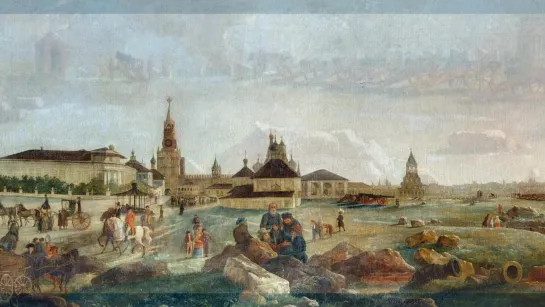 Жерар Делабарт (1730-1810) «Вид от Ивановской площади в Кремле на Архиерейский дом»