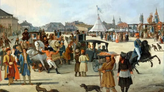 Жерар Делабарт (1730-1810) «Подновинское предместье в Москве во время народного гулянья»