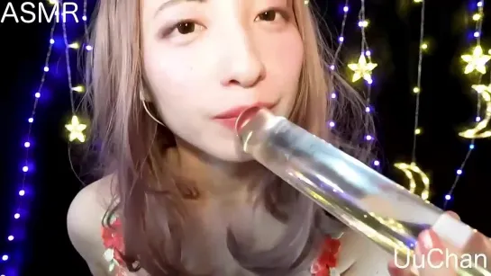 Uuchan ASMR Glass Dildo Blowjob, Licking, Soft Spoken, Dirty Talk, Japanese