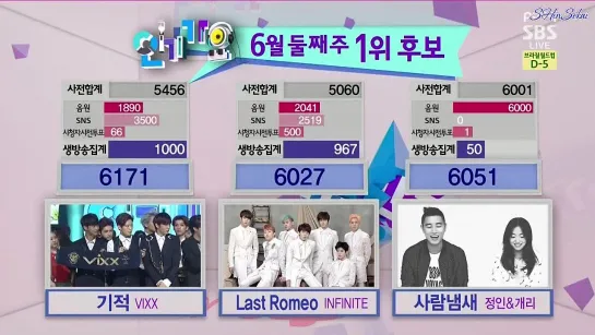 [RUS SUB] 20140608 SBS Inkigayo - First Place - VIXX 기적 (ETERNITY)!