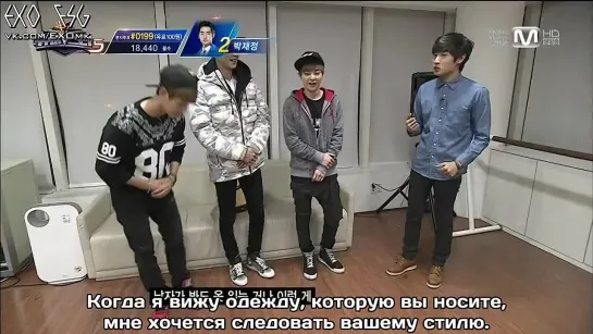 [РУСС. САБ] 131108 EXO (Baekhyun, Chanyeol, Xiumin) With Park JaeJung @ Super Star K5