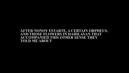 After Nonoy Estarte, a certain Orpheus, and those flowers in Dahilayan that accompanied this other sense they told me about 2016