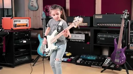 8 year old Bass player Covers Deep Purple - Perfect Strangers RMG Artist Ellen Alavedryan