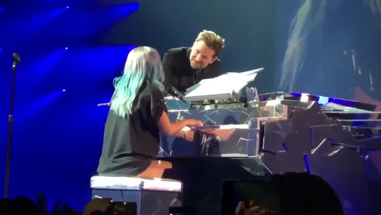 Bradley Cooper attends Enigma Show and joins Lady Gaga on stage to perform Shallow