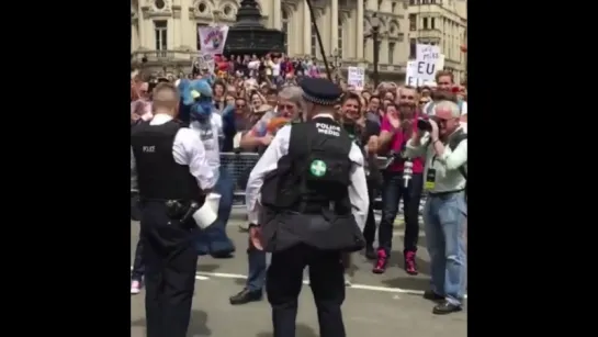 Policemen getting engaged at London Pride