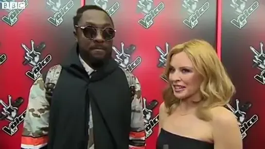 Kylie Minogue & Will.I.Am The Voice UK Red Carpet Interview (06.01.2014)