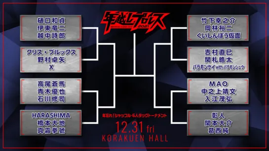 BJW & DDT & 2AW Toshikoshi Pro-Wrestling 2021: Forget The Year! Three Organization Shuffle Tag Tournament (2021.12.31)