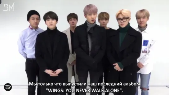 [RUS SUB][13.02.17] BTS Message for Spotify Singapore