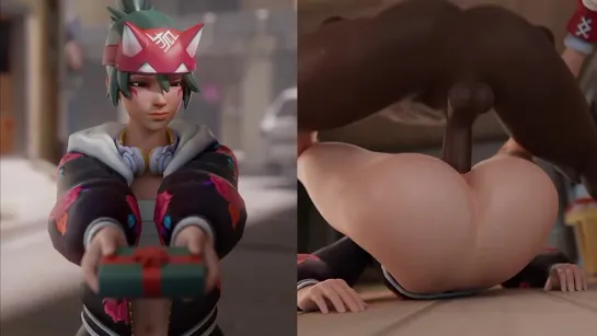 Kiriko - 1/2; BBC; blacked; interracial hentai; thicc; big ass; big butt; 3D sex porno hentai; (by @aphy3d) [Overwatch 2]