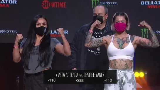 Veta Arteaga (124.5) vs. Desiree Yanez (125.75) - Weigh-in Face-Off - (Bellator 257