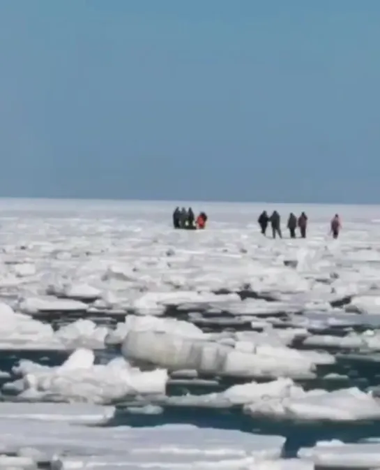 На Сахалине несколько сотен рыбаков унесло на льдине в море