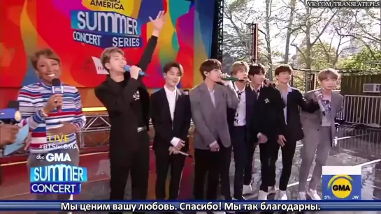 90515 BTS says Boy With Luv is a love letter from BTS to ARMY  Good Morning America Summer Concert Interview [RUS SUB]