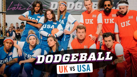 Team USA v. Team UK - Dodgeball w/ Michelle Obama, Harry Styles & More [RUS SUB]