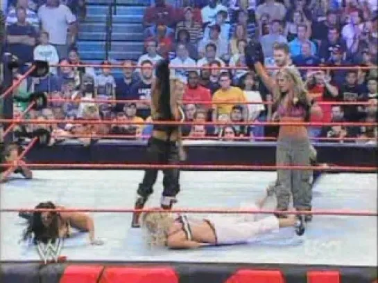 2005 10-3 wwe raw bra & panties 3 on 2 match - torrie wilson, candice michelle & victoria vs trish stratus & ashley