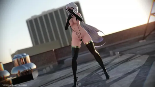 MMD R-18 [NORMAL] Haku Black Suit Pink Cat Author Orion Dobledosis