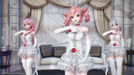 MMD R-18 [NORMAL] Lace Dress Haku & Teto & Luka Wave Author Orion Dobledosis