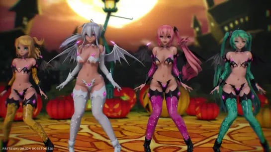 MMD R-18 [NORMAL] Succubus Haku & Miku & Luka & Rin Ghost Dance Author Orion Dobledosis