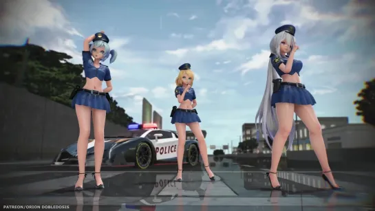 MMD R-18 [NORMAL] Police Miku & Haku & Rin Hurly Burly Author Orion Dobledosis