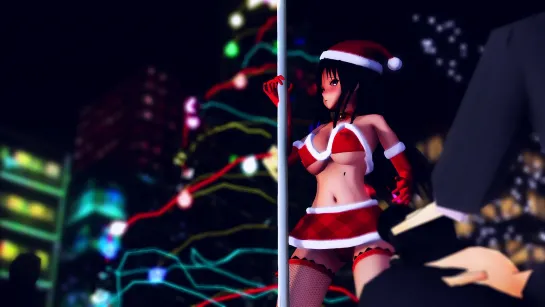 MMD R-18 [Normal Ver1] Yui Kotegawa Santa Cosplay Pole Dance Author Aquinas