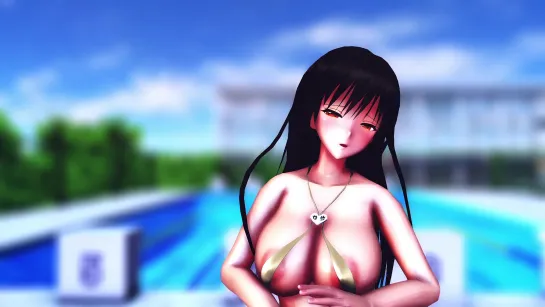 MMD R-18 [Normal] Yui Kotegawa In Gold Swimsuit Apple Pie Author AquiNas