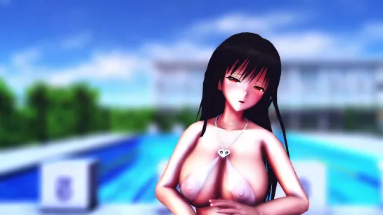 MMD R-18 [Erotic Ver1] Yui Kotegawa In White Swimsuit Apple Pie Author AquiNas