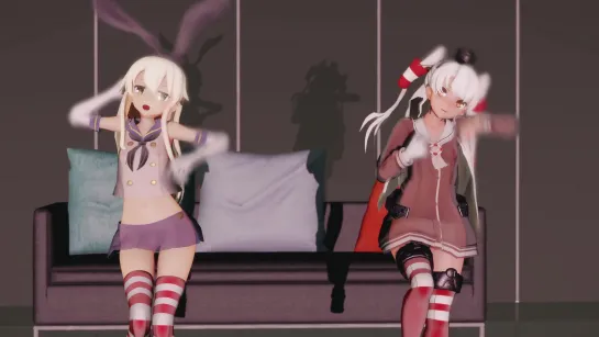 MMD R-18 [Erotic] Amatsukaza & Shimakaze Love Me If You Can Author 000