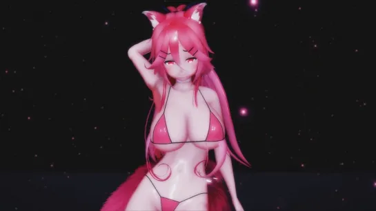 MMD R-18 [NORMAL] Yamakaze Pink Ninetail Full Bodied Author Red Eyes Lunatic