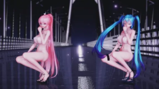 MMD R-18 [NORMAL] Miku & Luka Chocolate Cream Author Red Eyes Lunatic