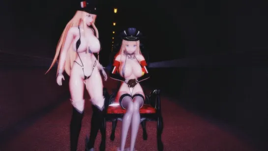 MMD R-18 [NORMAL] Bismarck & Azur Lane X  Old Doll Author Red Eyes Lunatic