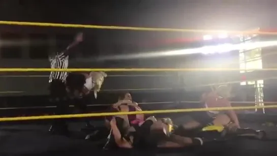 Cross armbar, while jumping from the top rope