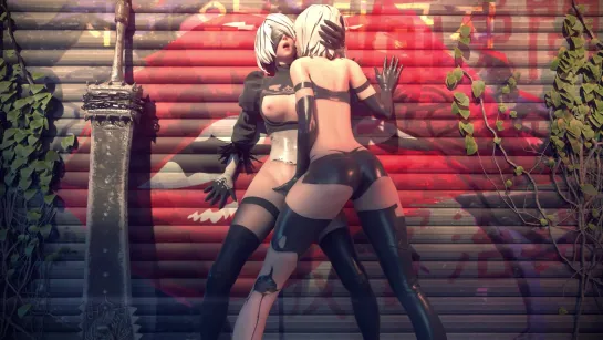 Nier Automata 2B + A2 by HydraFXX [ sfm nsfw 3D R34 Blender hentai Porn Rule34 ]