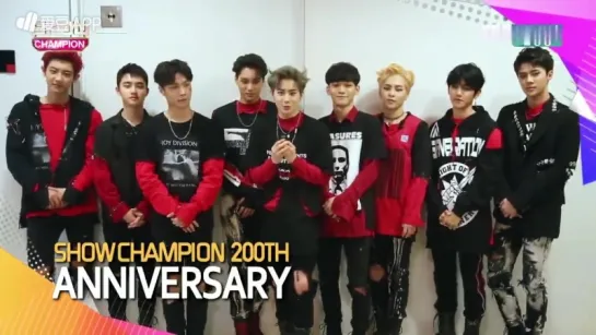 160914 Message EXO к 200th Anniversary Show Champion