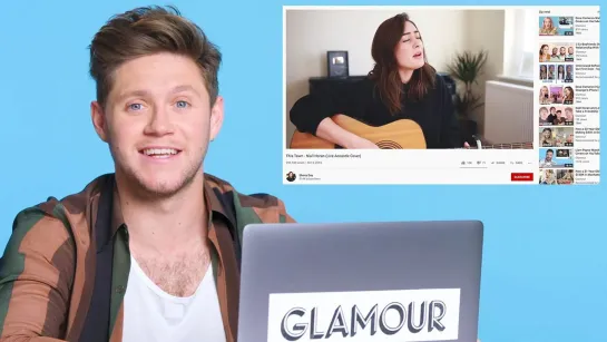 Niall Horan Watches Fan Covers on YouTube ¦ Glamour [RUS SUB]