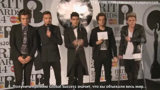 Brits 2014 Winners Room One Direction's drunk rap after their big win [RUS SUB]