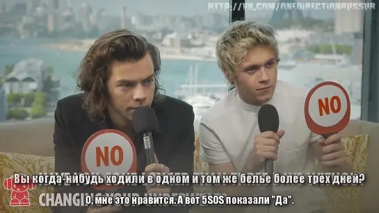 One Direction play the "Yes/No" game [RUS SUB]