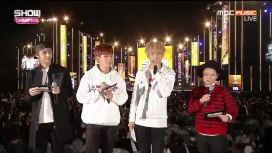 [RAW|VK][07.10.2015] Minhyuk, Kihyun and Hyungwon Show Champion Special MC