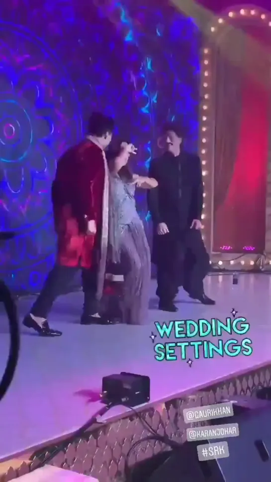 KING KHAN @iamsrk and Queen @gaurikhan and @karanjohar performing on Kajrare Kajrare last night at ArmaanJainWedding -