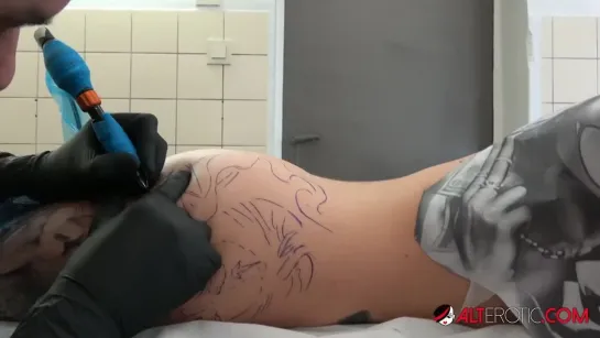 Naughty Model JayJay Ink Getting Tattooed