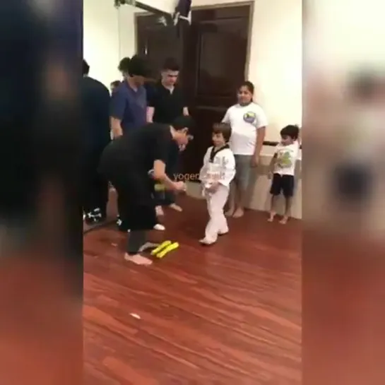 The cutest lil AbRam getting yellow Belt At Kirans Taekwondo Training Academy ️