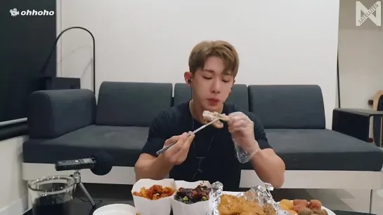 [Рус. саб][29.10.2020][ohhoho🍽️] Mukbang of chicken real sound 🍗 ASMR 👂 Crunchy chicken 3 types of cheese balls